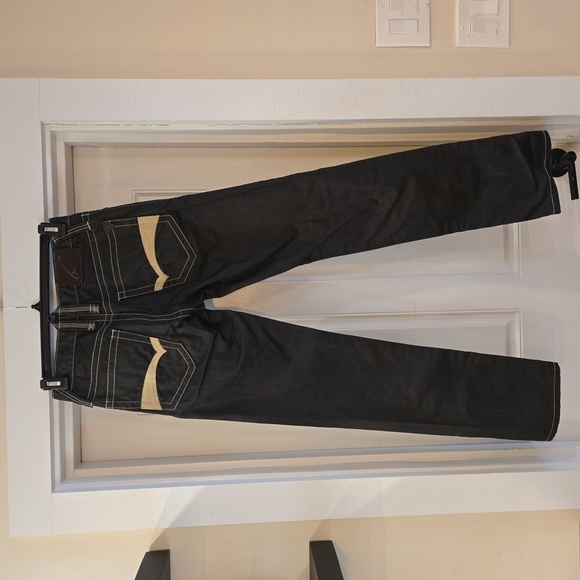 Gillys Extra Slim Straight Leg Button Fly Embroidered Western Jeans Black Sz 32 - Picture 1 of 13